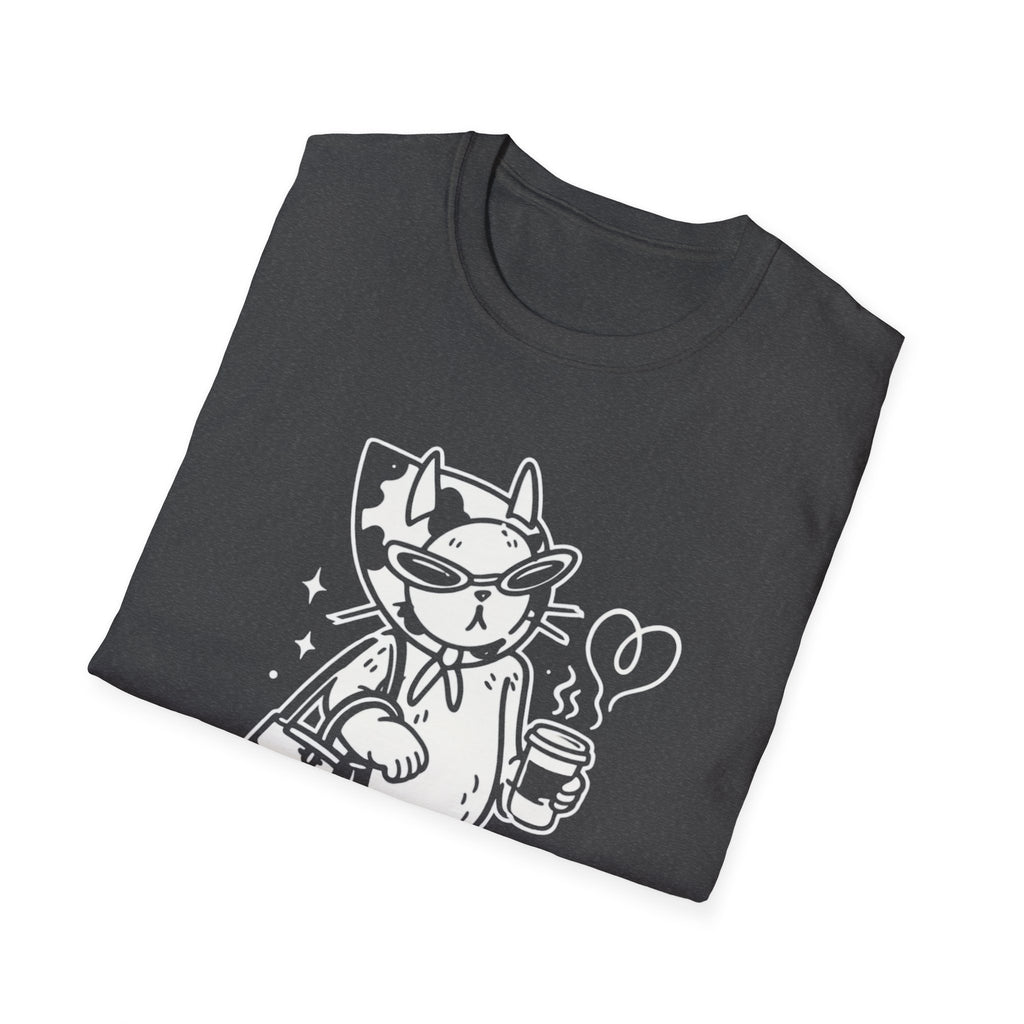 Strong Independent Cat T-Shirt | Cute Coffee Cat Illustration