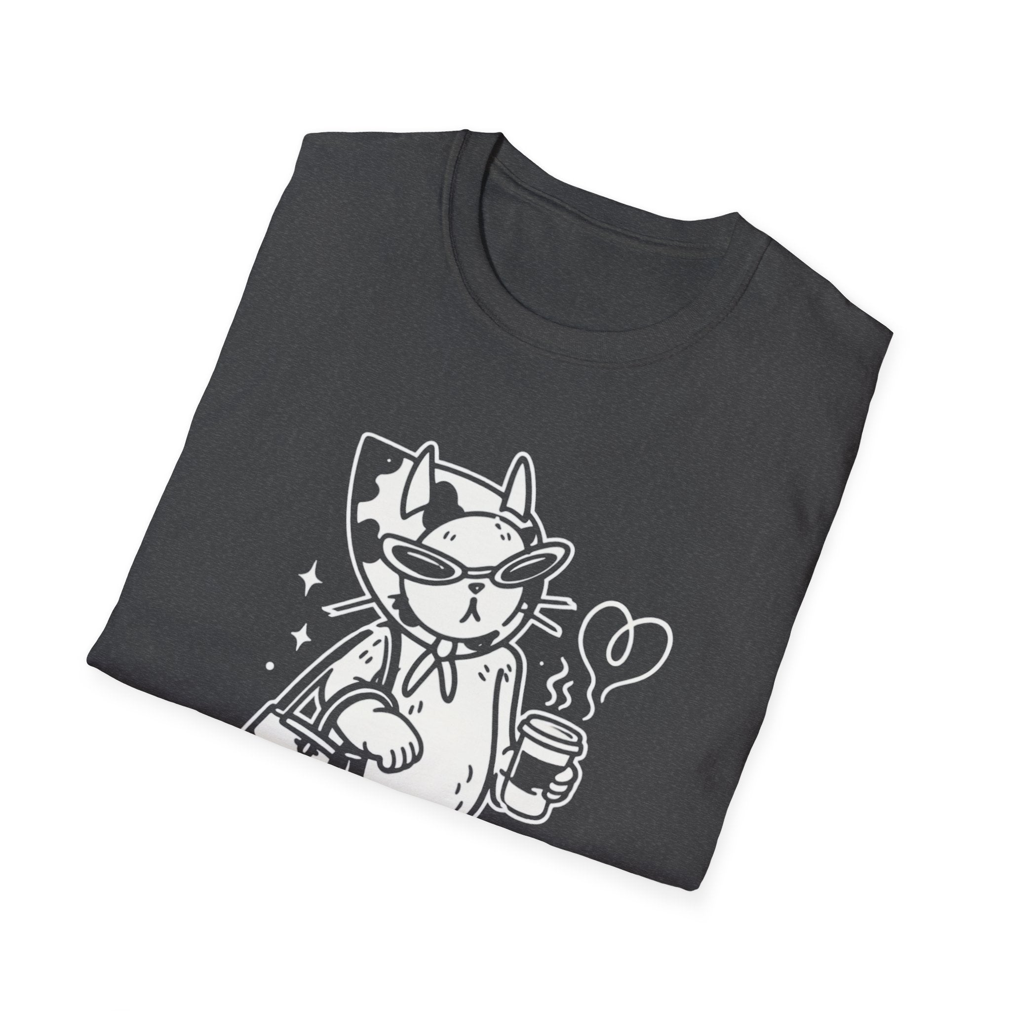 Strong Independent Cat T-Shirt | Cute Coffee Cat Illustration
