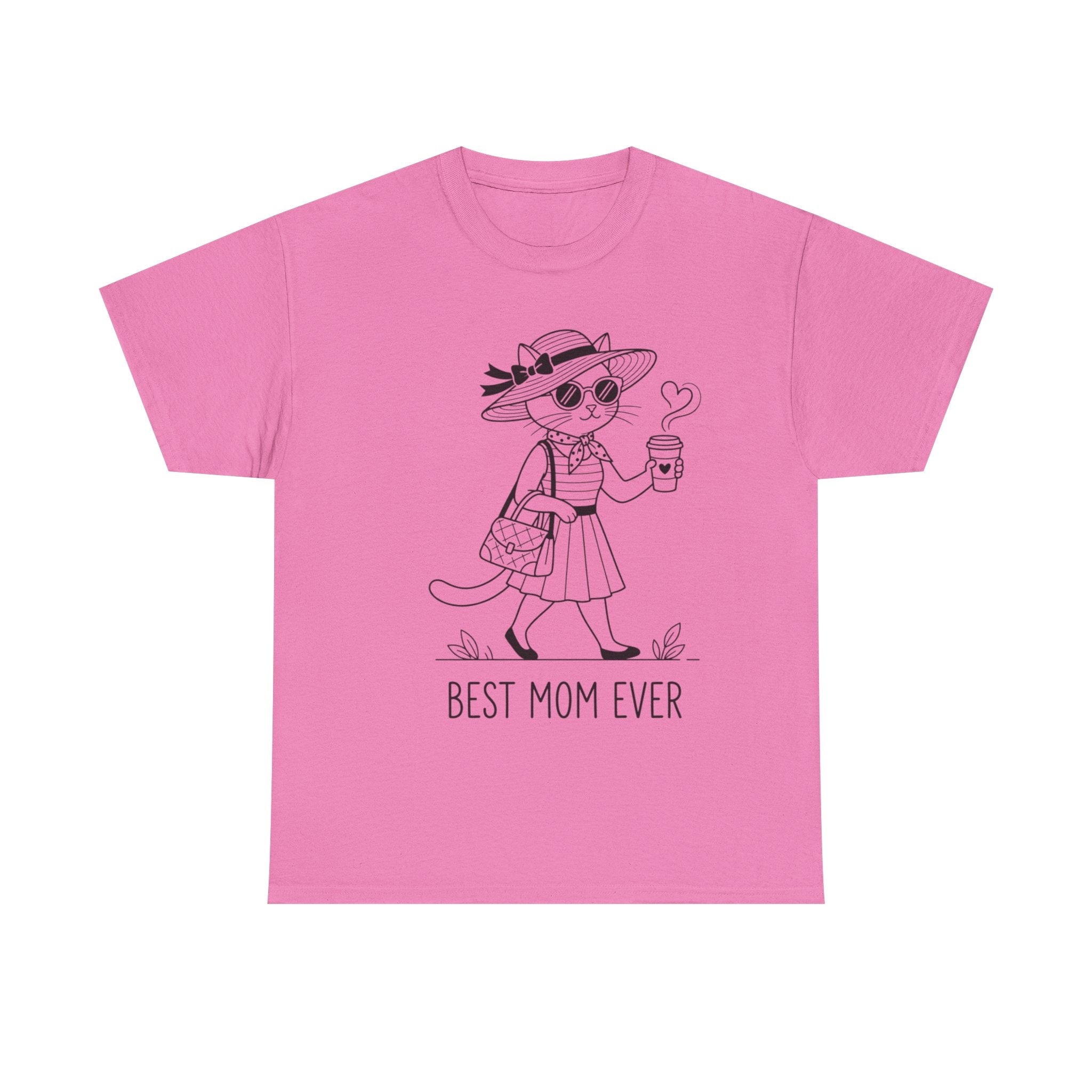 Best Mom Ever cat mom tee | Cute cat with sunglasses illustration