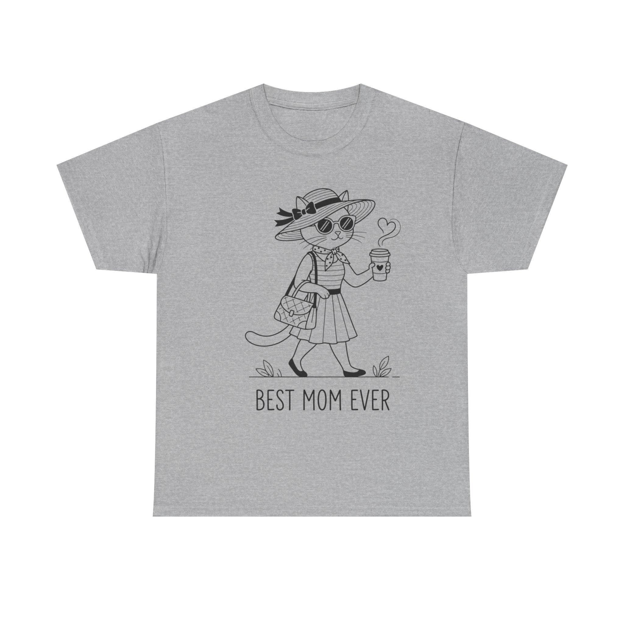 Best Mom Ever cat mom tee | Cute cat with sunglasses illustration