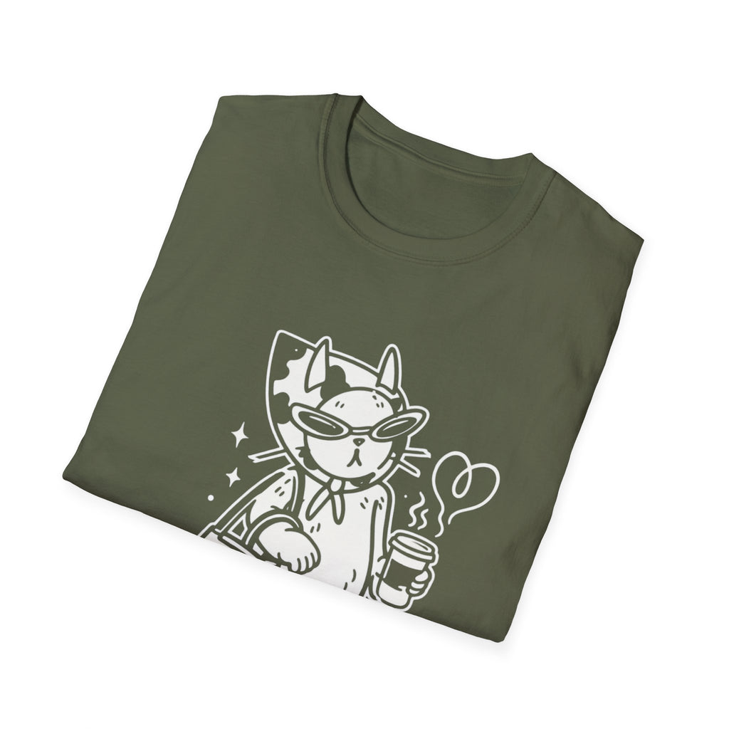 Strong Independent Cat T-Shirt | Cute Coffee Cat Illustration