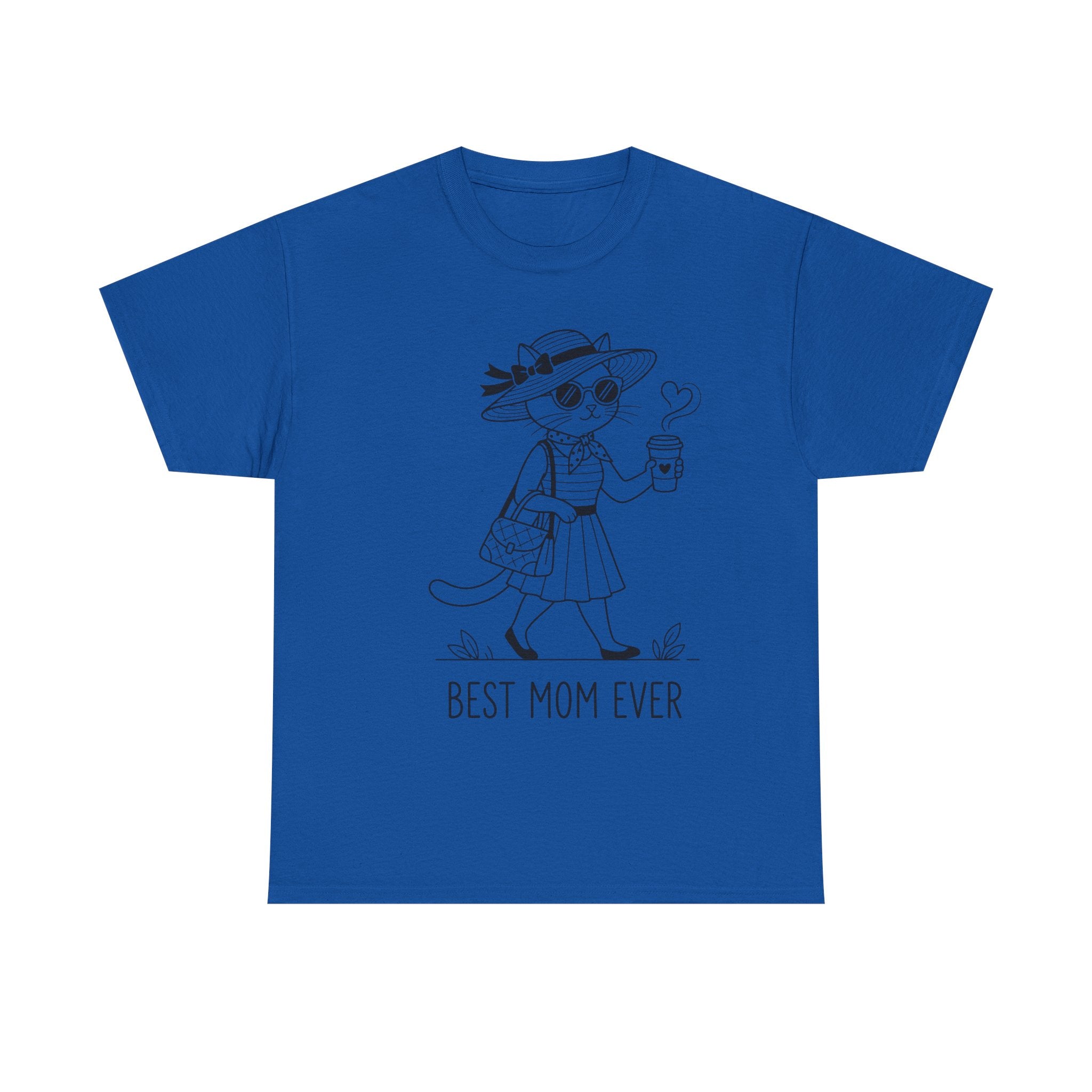 Best Mom Ever cat mom tee | Cute cat with sunglasses illustration