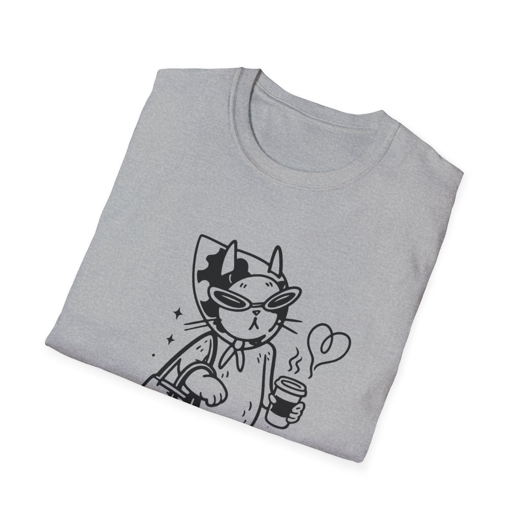 Strong Independent Cat T-Shirt | Cute Coffee Cat Illustration