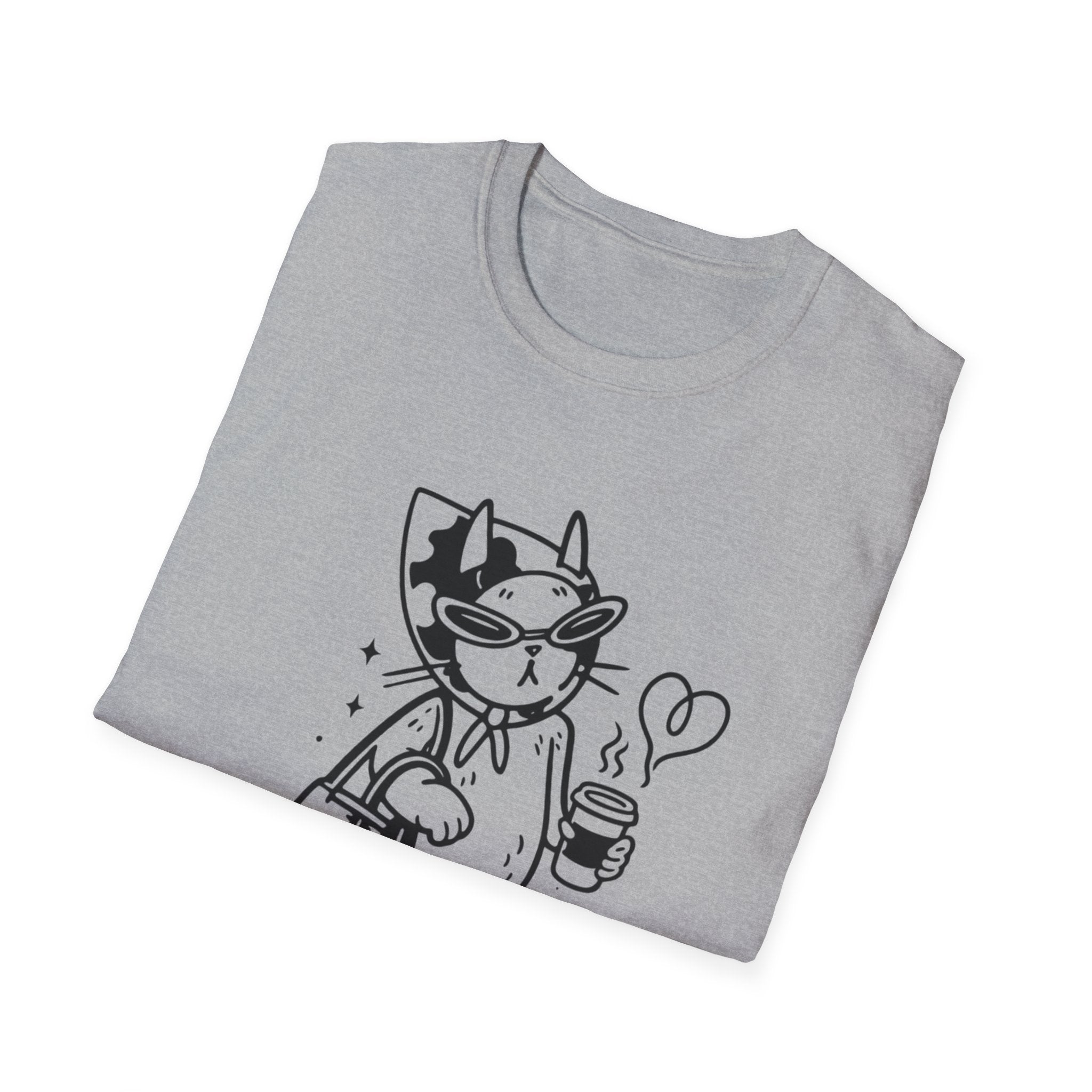 Strong Independent Cat T-Shirt | Cute Coffee Cat Illustration