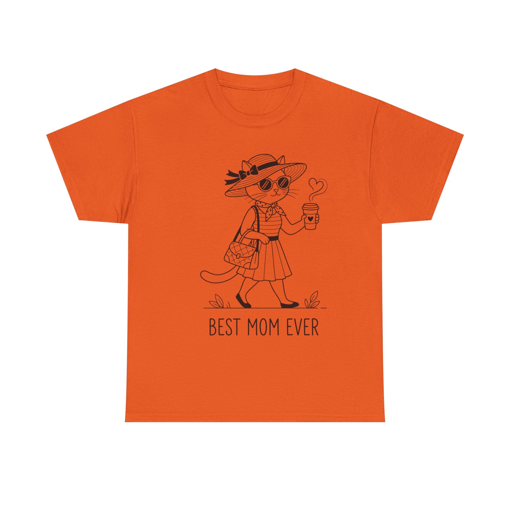 Best Mom Ever cat mom tee | Cute cat with sunglasses illustration
