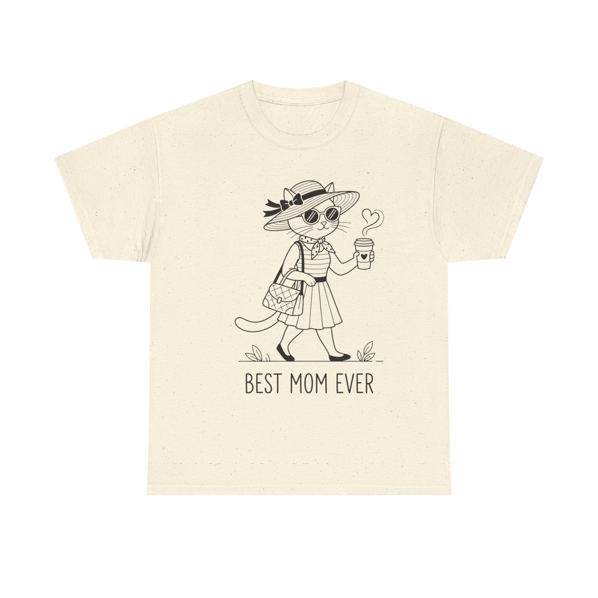 Best Mom Ever cat mom tee | Cute cat with sunglasses illustration