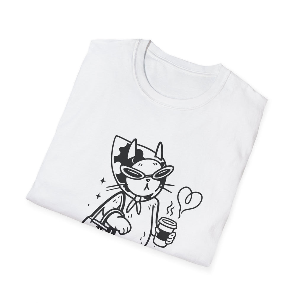 Strong Independent Cat T-Shirt | Cute Coffee Cat Illustration