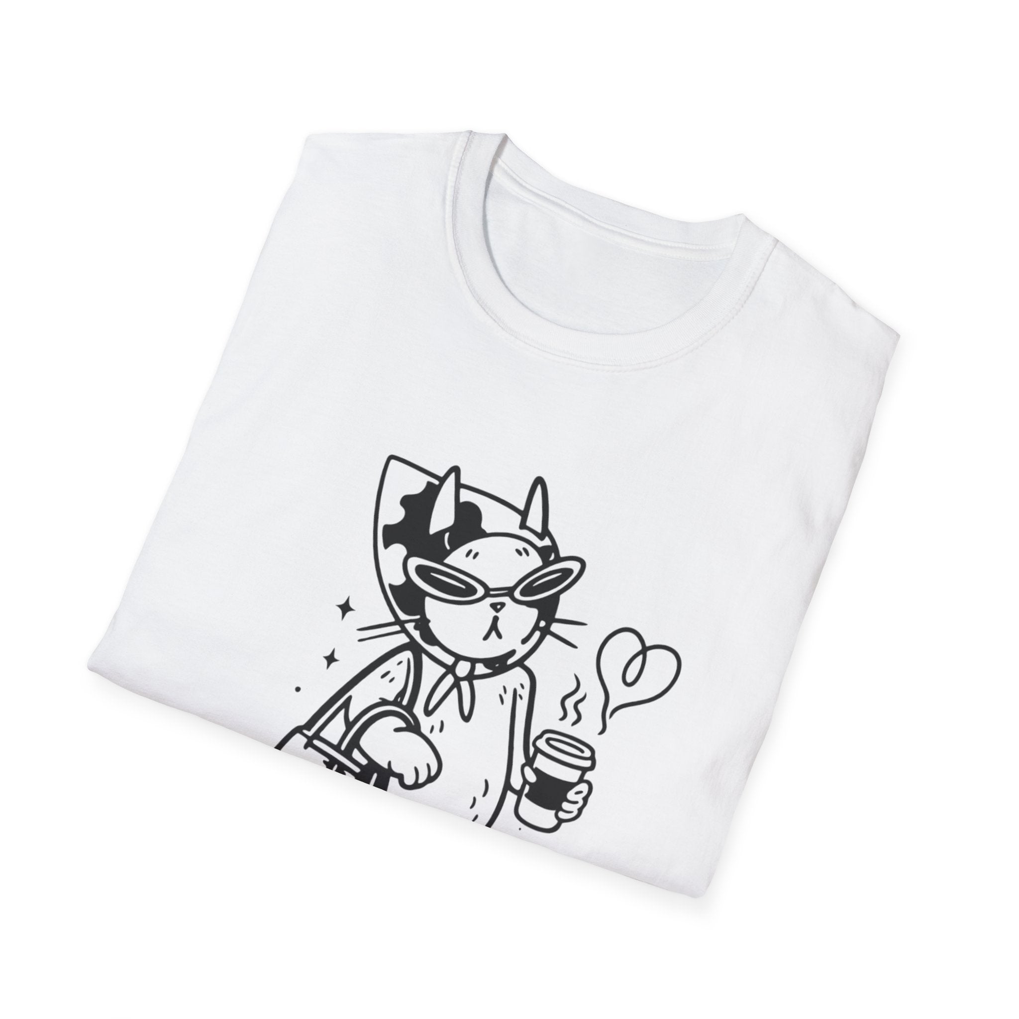 Strong Independent Cat T-Shirt | Cute Coffee Cat Illustration
