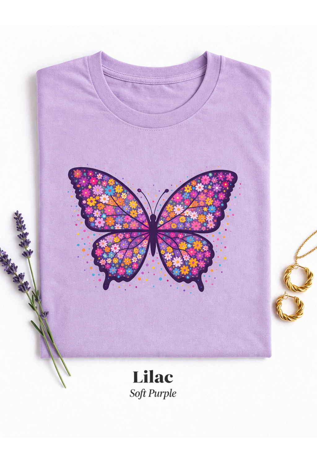 Colorful Butterfly T-Shirt, Floral Butterfly Shirt, Aesthetic Graphic Tee, Spring Summer Shirt, Cute Nature Tee, Gift for Her.Boho Style