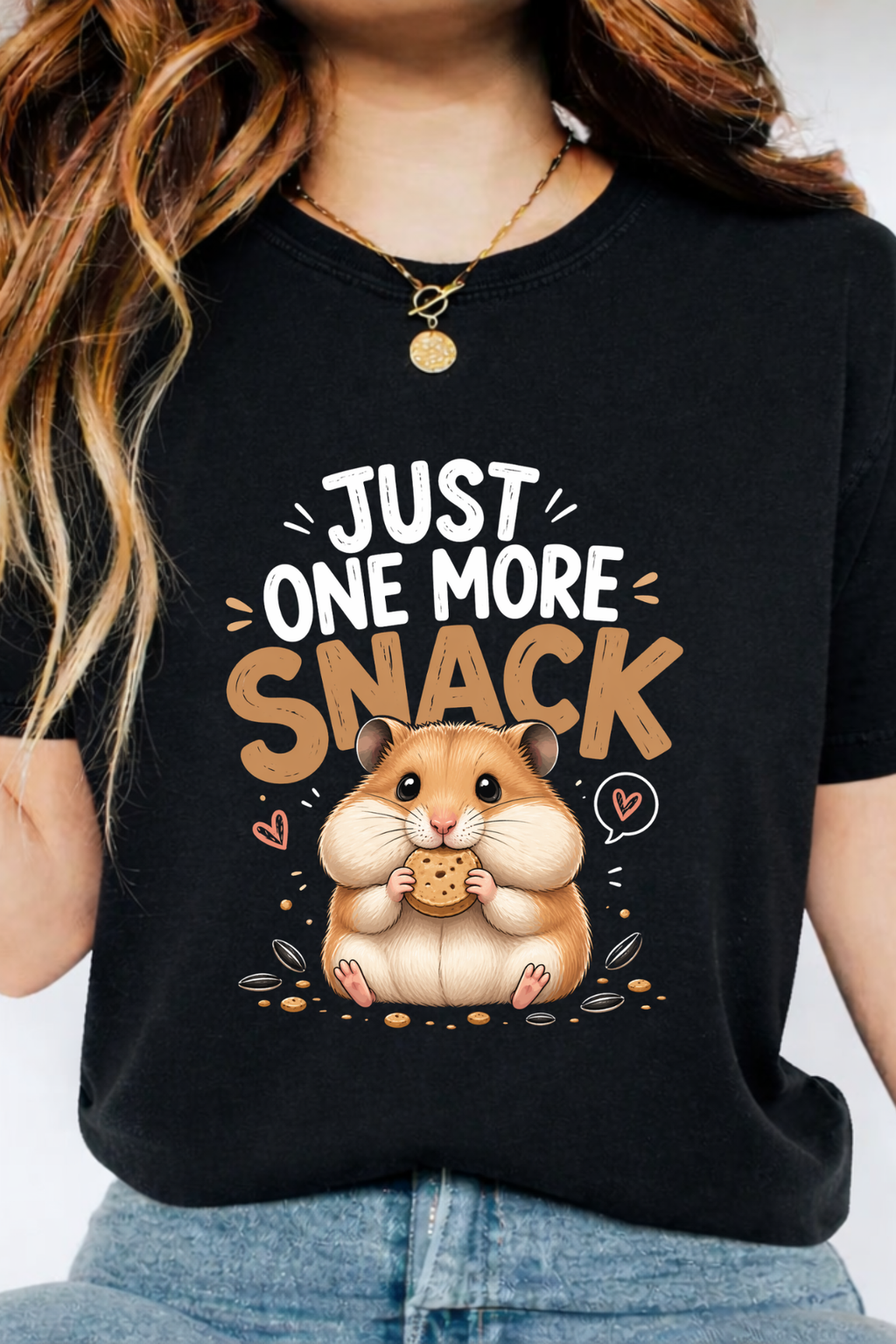 Just One More Snack Hamster T-Shirt, Funny Hamster Lover Gift, Cute Kawaii Hamster Shirt, Small Pet Owner Tee, Animal Lover Gift Idea
