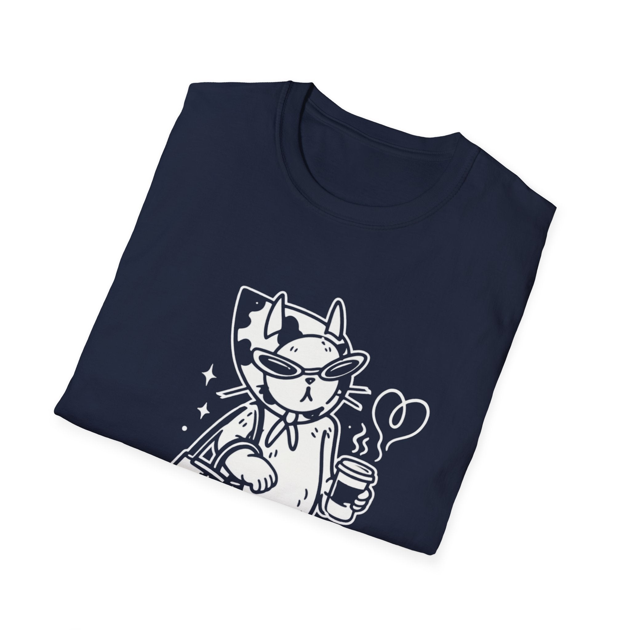 Strong Independent Cat T-Shirt | Cute Coffee Cat Illustration