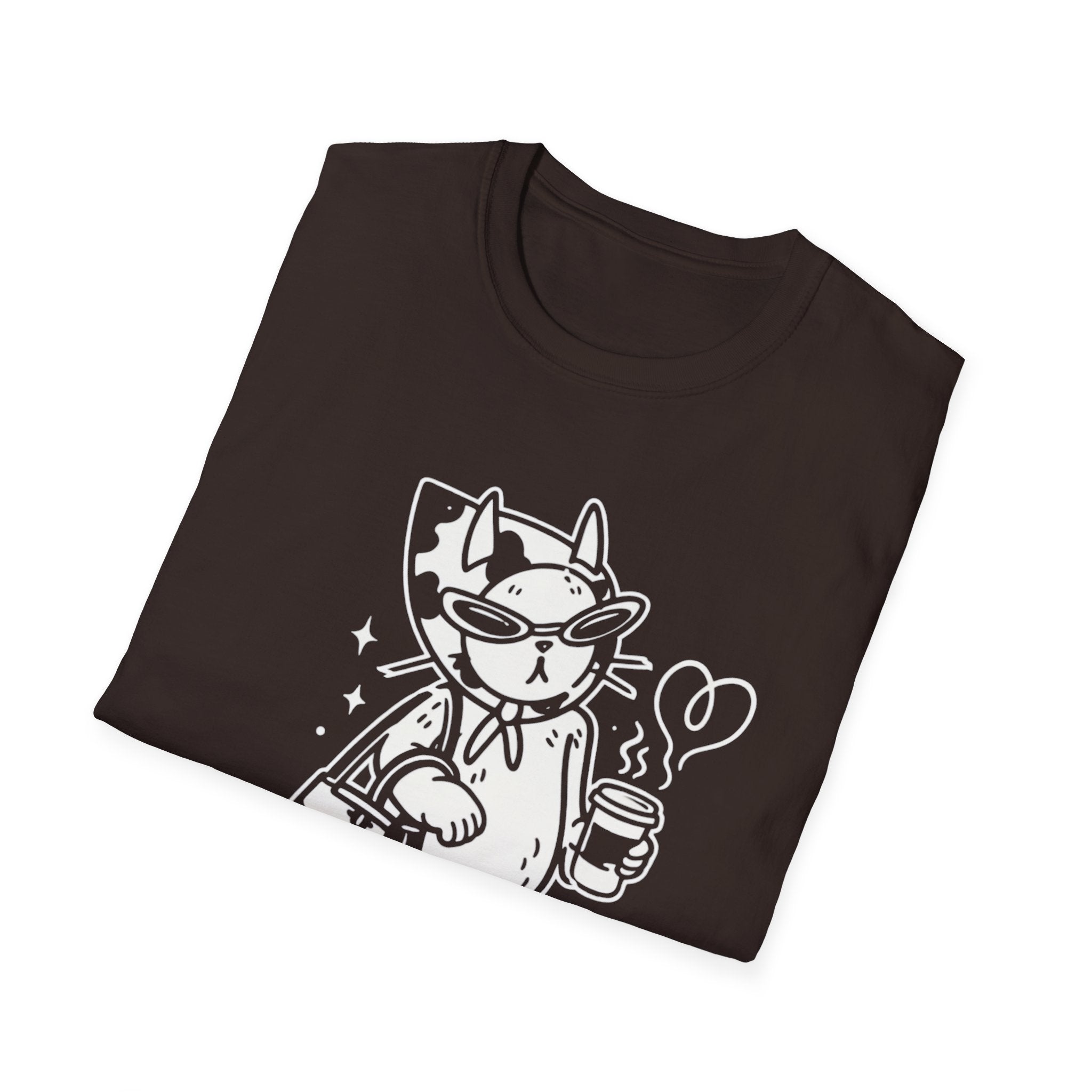 Strong Independent Cat T-Shirt | Cute Coffee Cat Illustration