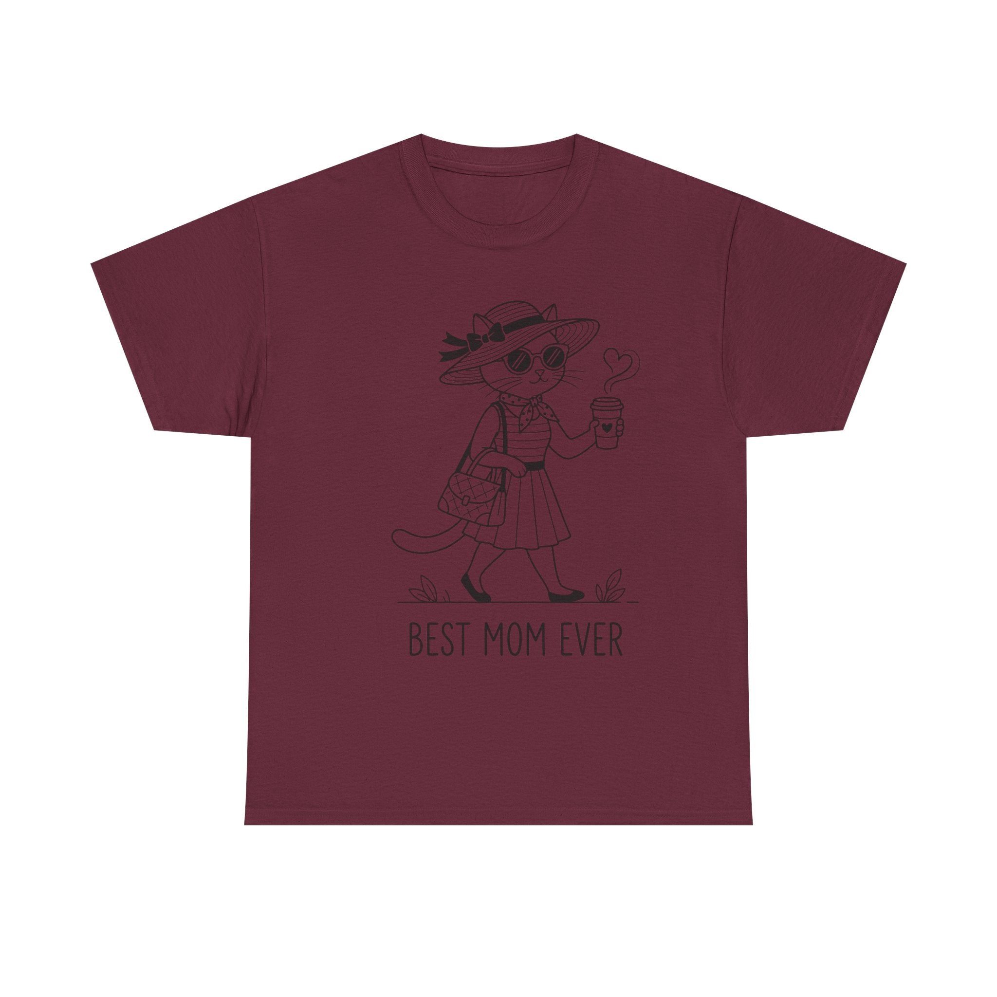 Best Mom Ever cat mom tee | Cute cat with sunglasses illustration