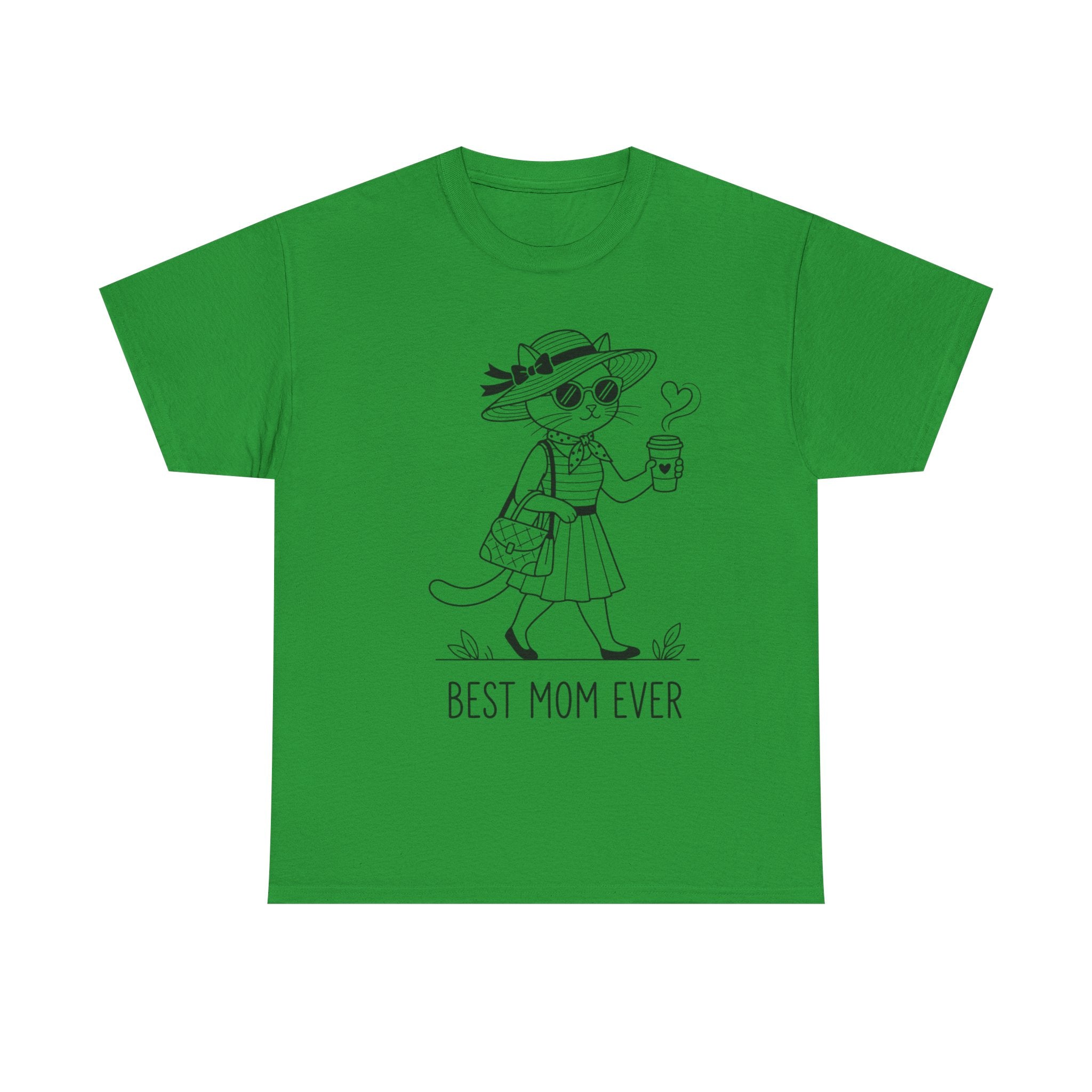 Best Mom Ever cat mom tee | Cute cat with sunglasses illustration