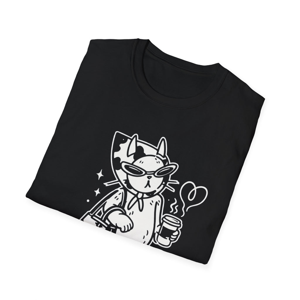 Strong Independent Cat T-Shirt | Cute Coffee Cat Illustration