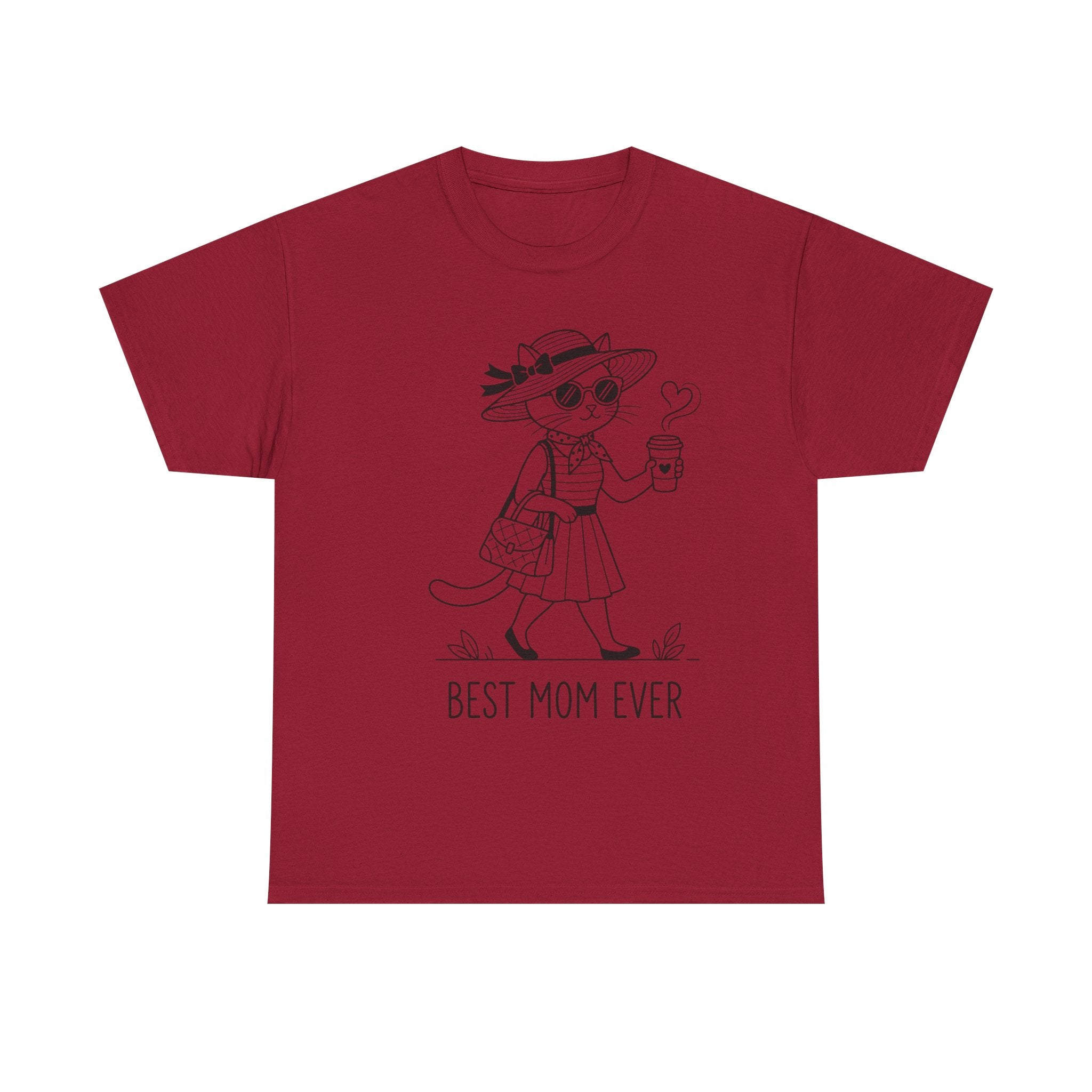 Best Mom Ever cat mom tee | Cute cat with sunglasses illustration