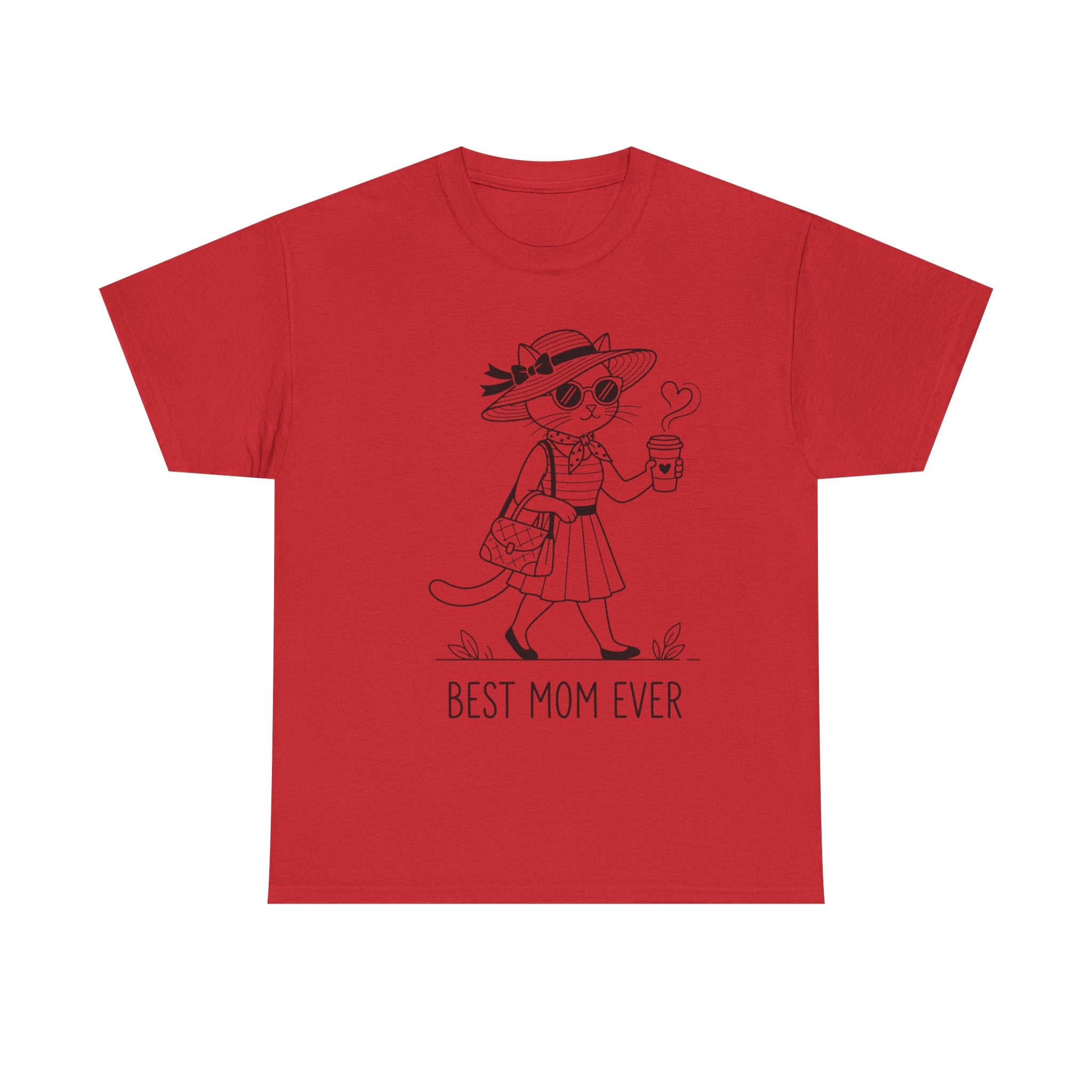 Best Mom Ever cat mom tee | Cute cat with sunglasses illustration