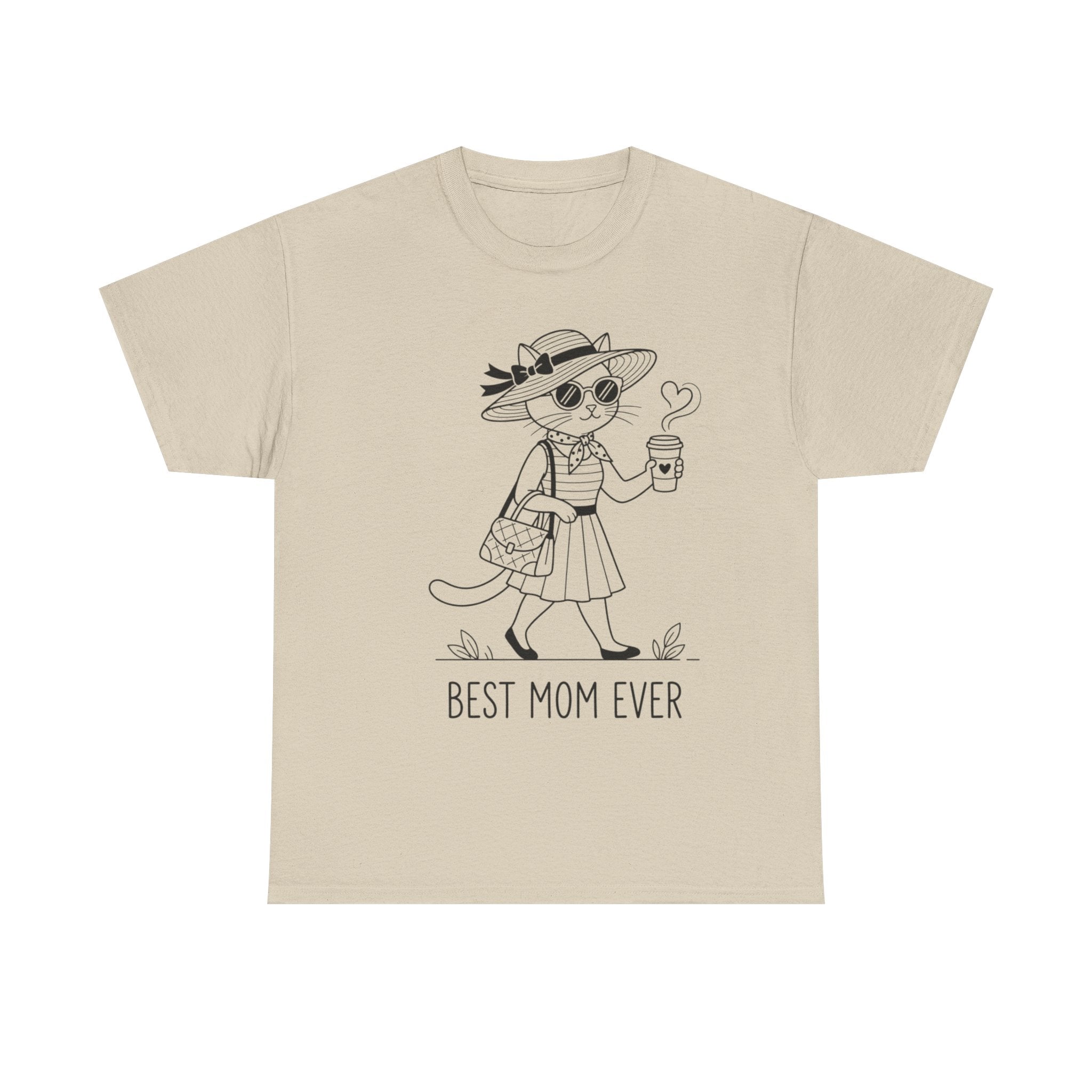 Best Mom Ever cat mom tee | Cute cat with sunglasses illustration