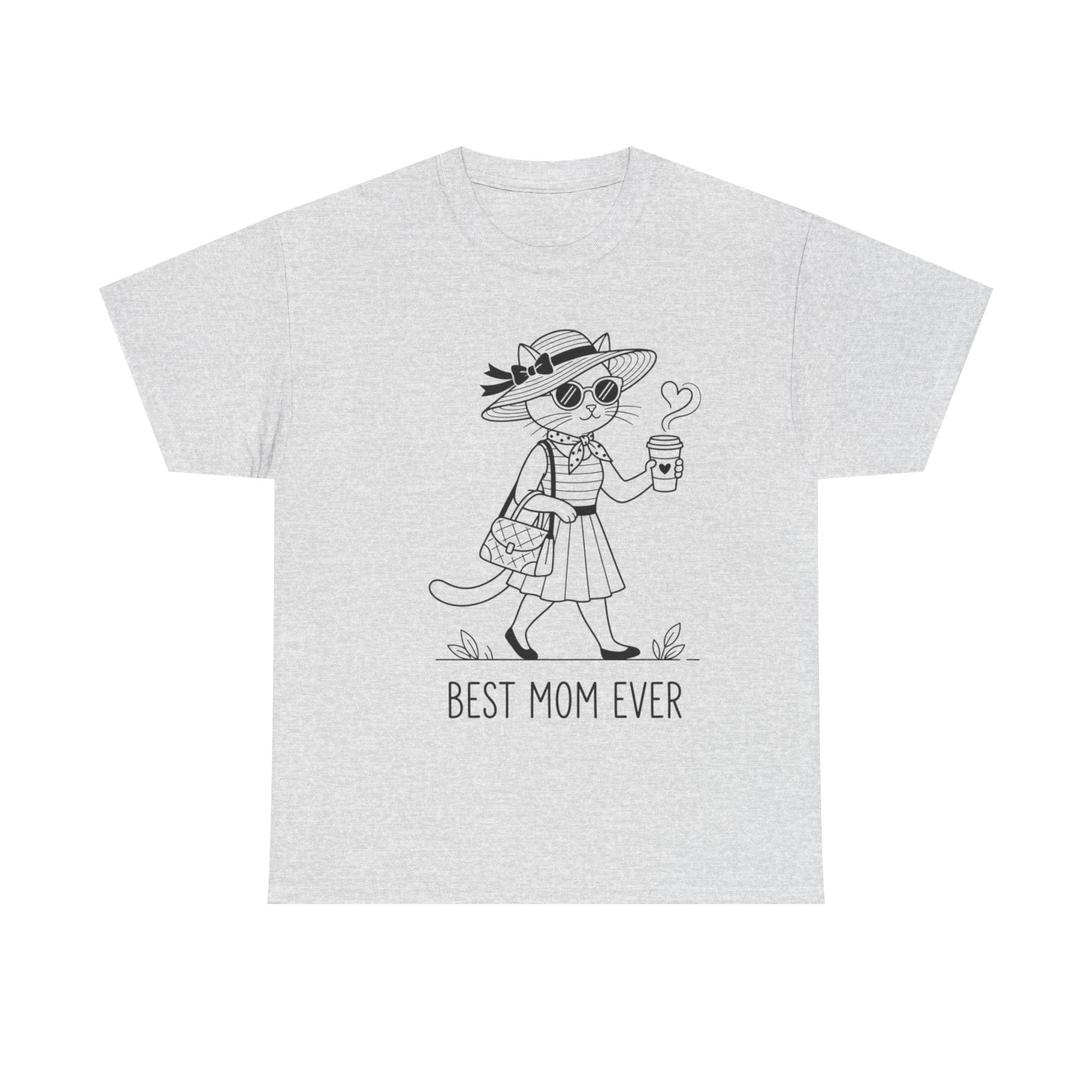 Best Mom Ever cat mom tee | Cute cat with sunglasses illustration